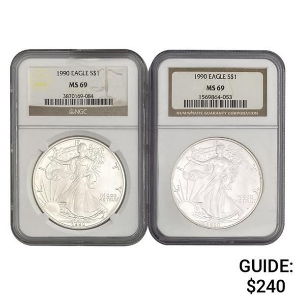 [2] 1990 American Silver Eagle NGC MS69