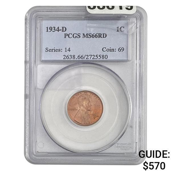 1934-D Lincoln Cent PCGS MS66RD
