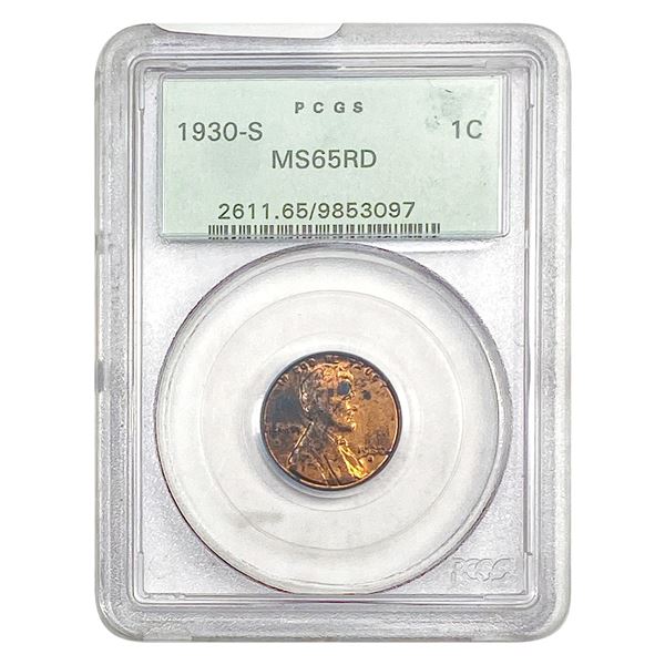 1930-S Wheat Cent PCGS SM65 RD OGH