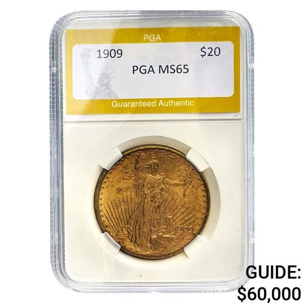 1909 $20 Saint-Gaudens PGA MS65