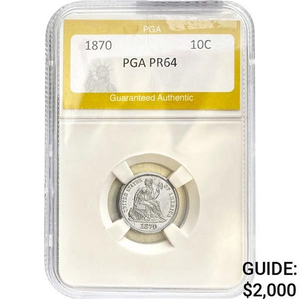 1870 10C Seated Liberty Dime PGA PR64