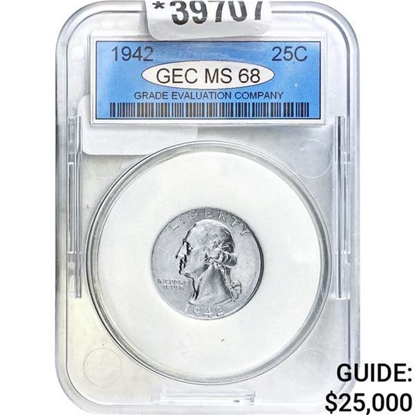 1942 25C Washington Quarter GEC MS68