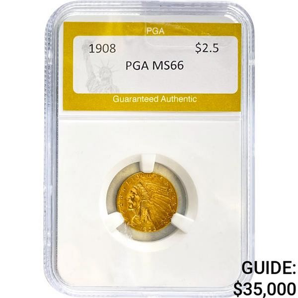 1908 $2.5 Indian Head PGA MS66