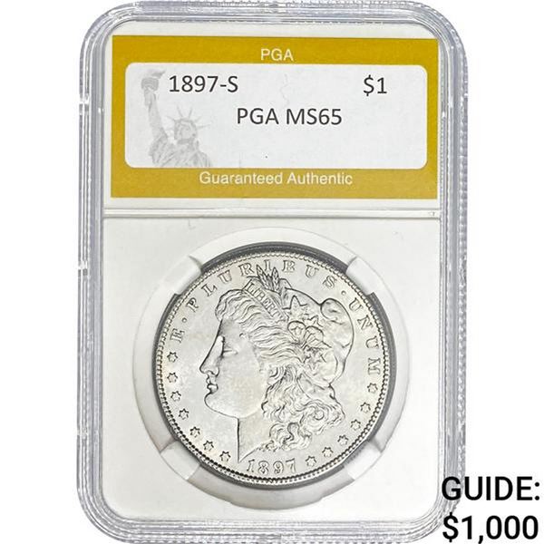1897-S Morgan Silver Dollar PGA MS65