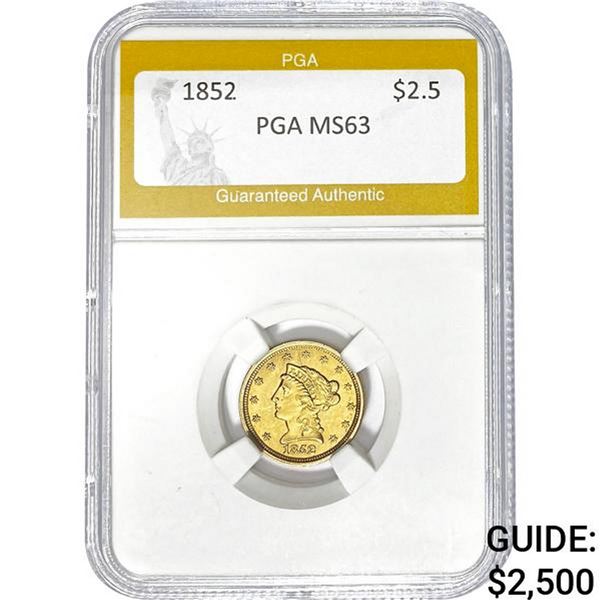 1852 $2.5 Gold Liberty Head PGA MS63
