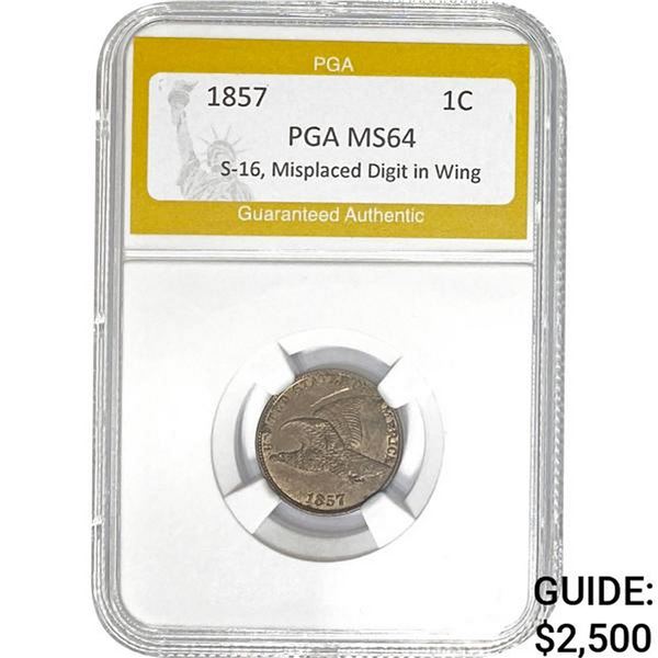 1857 1C Flying Eagle Cent PGA MS64