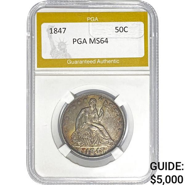 1847 Seated Liberty Half Dollar PGA MS64