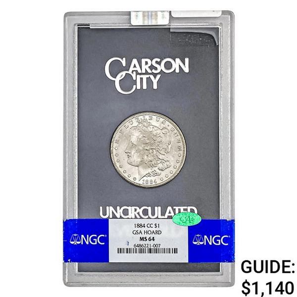 1884-CC CAC Morgan Silver Dollar NGC MS64 GSA
