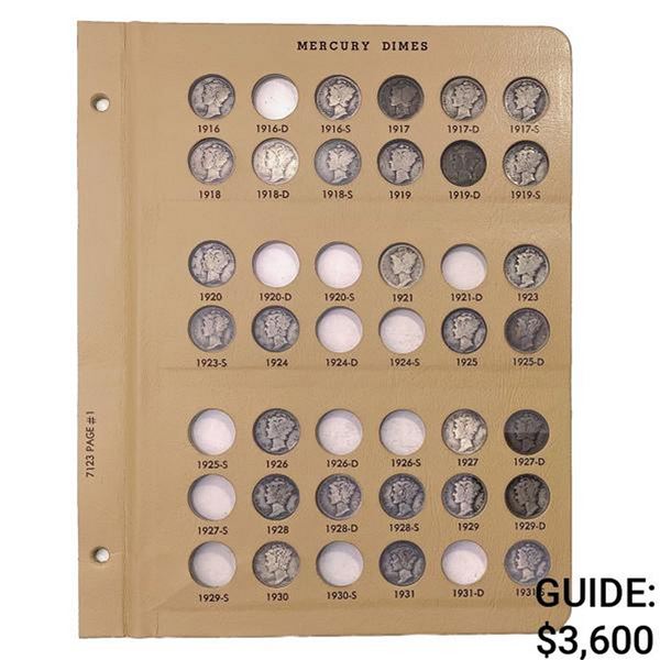 1916-1945 10C Mercury Album [63 coins]