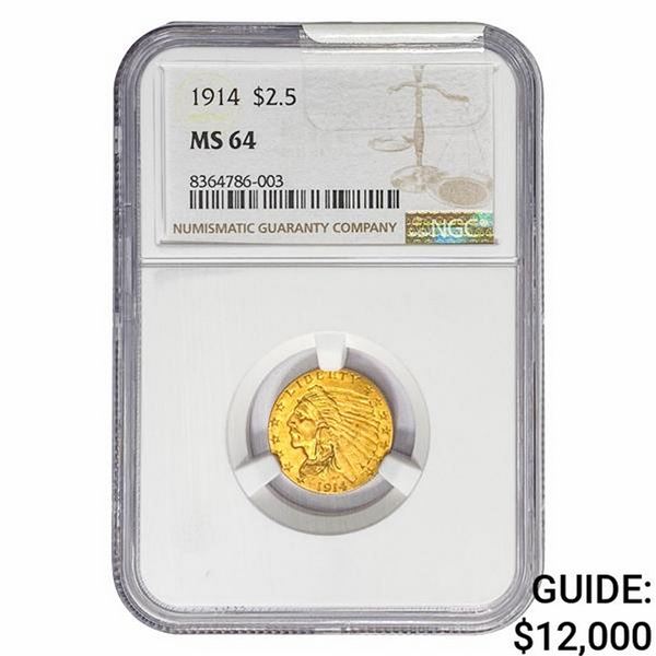 1914 $2.50 Gold Quarter Eagle NGC MS64