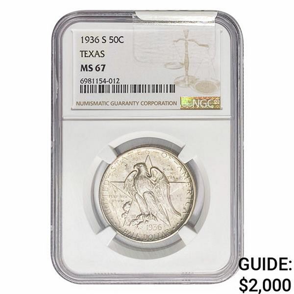 1936-S Texas Half Dollar NGC MS67