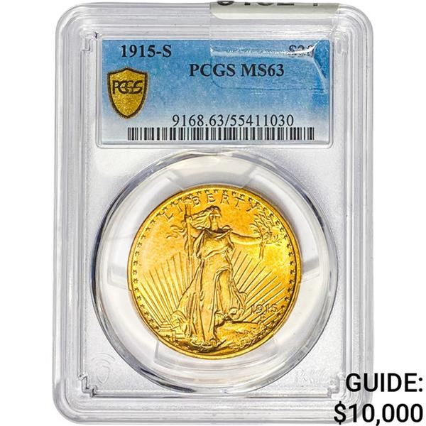 1915-S $20 Gold Double Eagle PCGS MS63