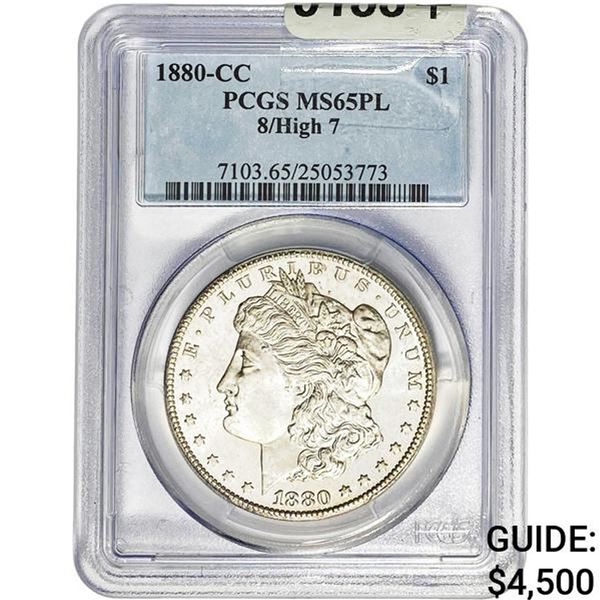 1880-CC Morgan Silver Dollar PCGS MS65 PL 8/High 7