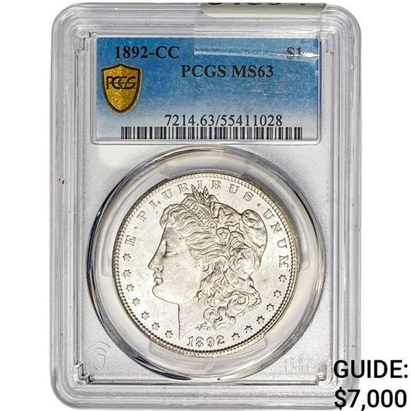 1892-CC Morgan Silver Dollar PCGS MS63
