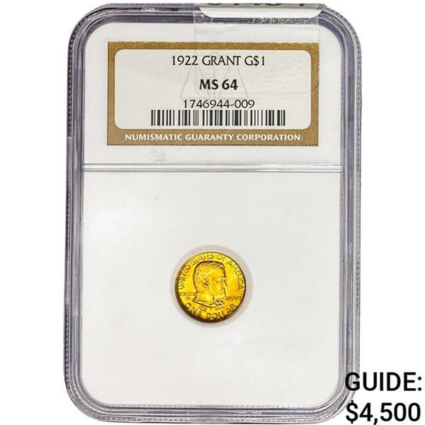 1922 Grant Rare Gold Dollar NGC MS64