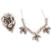Image 1 : 3D VINTAGE STERLING ROSE NECKLACE & PENDANT