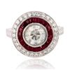 Image 1 : 1.27CT CENTER DIA & 1.26CTW RUBY PLATINUM RING