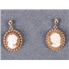 Image 1 : VINTAGE 9K YELLOW GOLD CAMEO LADIES EARRINGS
