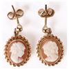 Image 2 : VINTAGE 9K YELLOW GOLD CAMEO LADIES EARRINGS