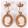 Image 3 : VINTAGE 9K YELLOW GOLD CAMEO LADIES EARRINGS