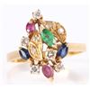 Image 1 : 18K YELLOW GOLD MULTI-GEMSTONE LADIES RING