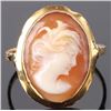 Image 1 : VINTAGE 18K YELLOW GOLD CAMEO SOLITARE LADIES RING