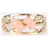 Image 1 : 14K YELLOW GOLD PINK CORAL LADIES RING