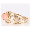Image 2 : 14K YELLOW GOLD PINK CORAL LADIES RING