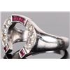 Image 2 : 14K WHITE GOLD DIAMOND & RUBY HORSESHOE RING