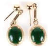 Image 1 : 14K YELLOW GOLD GREEN ENAMELED LADIES EARRINGS