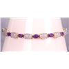 Image 1 : 14K YELLOW GOLD PURPLE AMETHYST & JADE BRACELET