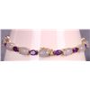 Image 2 : 14K YELLOW GOLD PURPLE AMETHYST & JADE BRACELET