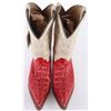 Image 4 : VINTAGE MEXICAN RED/WHITE GATOR SKIN MENS 10 BOOTS