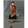 Image 1 : 12" H Vintage Japanese Geisha Doll On Wood Stand w/ Vintage Tibetan Prayer Wheel