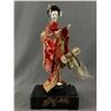 Image 2 : 12" H Vintage Japanese Geisha Doll On Wood Stand w/ Vintage Tibetan Prayer Wheel
