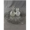 Image 1 : Vintage Large 15" Diam. Round Silver Overlay Glass Platter & 2 Small Crystal Bottles w/ Stoppers