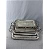 Image 1 : Nice Assortment Of 4 Vintage Ornate Design Plated Serving Trays.21.5" - 25" Long