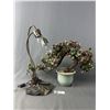 Image 1 : Vintage Lilly Pad Lamp. Approx. 17"H & Asian Bonsai Tree. Approx. 13"H