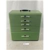 Image 1 : Vintage Portable Green Wood 5-Drawer Organizer w/ Metal Handles Approx/ 7.5" x 14" x 14"