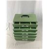 Image 3 : Vintage Portable Green Wood 5-Drawer Organizer w/ Metal Handles Approx/ 7.5" x 14" x 14"