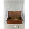 Image 2 : Interesting Old Vintage Solid Wood Storage Box w/ Side Drawer Compartment & Keys. Approx. 21.5" x 8.