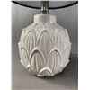 Image 2 : Pair Of White Ceramic Base Lamps w/ Navy Blue Shades. NO SHIPPING Approx. 18"H