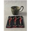 Image 1 : Vintage Ornate Metal Tea Cup & 3 Vintage Portable Metal/Plastic Travel Hangers Made In England