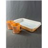 Image 1 : 2 Vintage Anchor Hocking Lustre Peach Mugs & 10oz Fire King Baking Dish