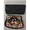Image 1 : 2 Vintage Small Purses - One Sided Tapestry & Black Cord Design