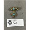 Image 1 : Beautiful Antique Turquoise Gold Brooch