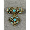 Image 2 : Beautiful Antique Turquoise Gold Brooch