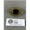 Image 1 : Quality Vintage Gold Tone Brooch with Onyx Stone