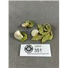 Image 1 : 1940's Rhinestone Enamel Mother of Pearl Brooch & Earring Set