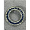 Image 2 : Genuine Antique Art Deco 1920's Sapphire Diamond Rhinestone Silver Brooch